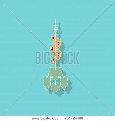 Paper Sticker On Stylish Background Of Plant Malva