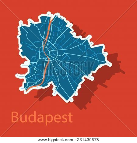 Sticker Scheme Of The Budapest, Hungary. City Plan Of Budapest. Vector Illustration
