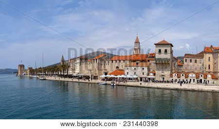 Panorama Of Trogir Old Town From Ciovo Bridge, Croatia