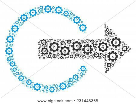 Logout Collage Of Vector Gears. Vector Mechanical Wheel Elements Are Combined Into Logout Shape.
