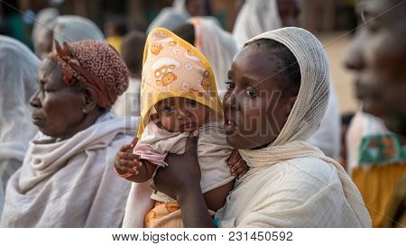 Turmi, Ethiopia - September 2017: Unidentified Ethiopian People Celebrating The Meskel Festival In E