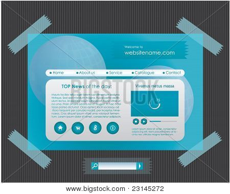 Blue website template with tapes