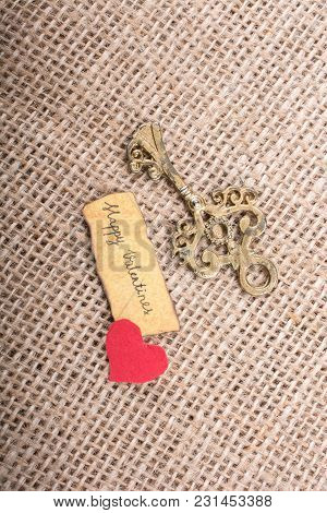Love Concept For Valentine's Day On A Dry Leaf