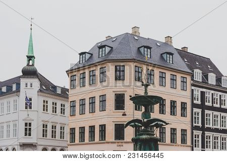 Copenhagen, Denmark - March 11th, 2018: Architecture And Details Of Stroget The Main Shopping Street