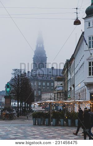 Copenhagen, Denmark - March 11th, 2018: Architecture And Details Of Stroget The Main Shopping Street