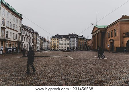 Copenhagen, Denmark - March 11th, 2018: Architecture And Details Of Stroget The Main Shopping Street