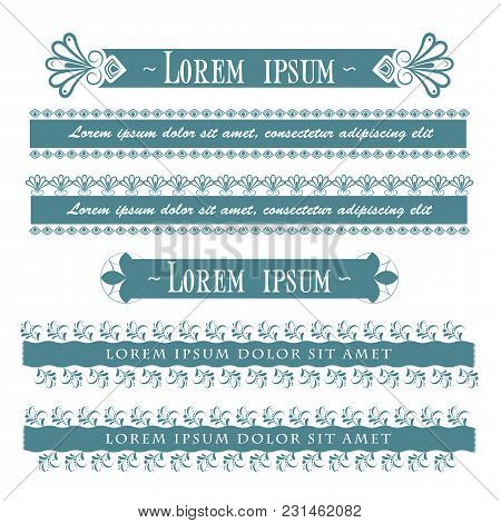 Set Of Decorative Seamless Borders With Abstract Floral Elements. Vector Illustration.
