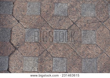 Pink And Gray Unpolished Granite Pavement Blocks