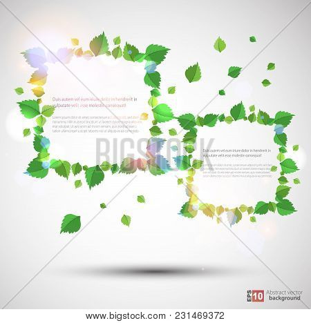 Frame With Fresh Green Leaves. Vector Illustration