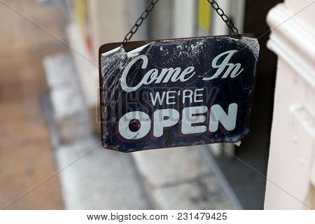 Come In We're Open, Metal Tin Sign
