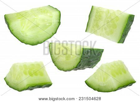 Сucumber Set Vegetable Closeup Isolated On White