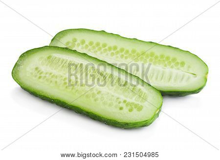 Сucumber Vegetable Closeup Isolated On White Background