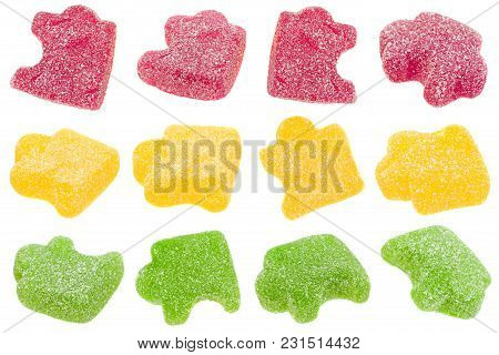 Marmalade Jelly Candy As Pazzles Shape Isolated On White