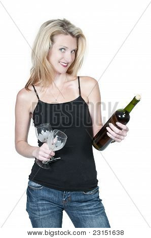 Frau mit Wein