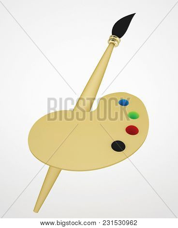 3d Painting Tools Brush And Empty Background