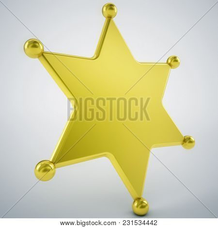 Blank Sherrif Badge Gold And Empty Background Easy To Use