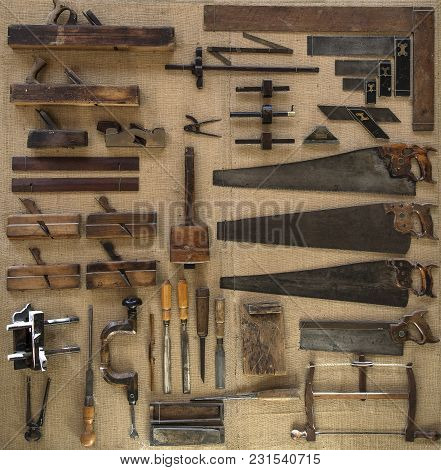 Collection Of 18th Century Tools For Carpenter Or Joiner