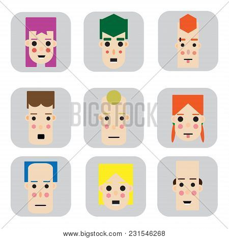 Set Of Avatars, Flat People, Flat Design