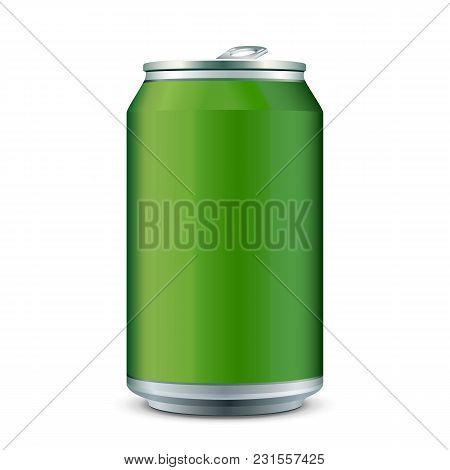 Green Metal Aluminum Beverage Drink Can 330ml. Ready For Your Design. Product Packing Vector Eps10