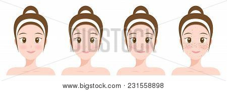 Normal Face And Freckle Face Vector On White