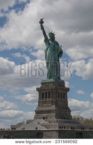 Statue Of Liberty From A Center Right View.