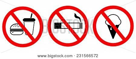 Set Sign No Food No Ice Cream No Smoke