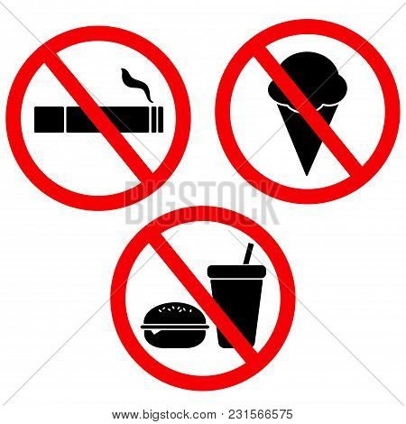 Set Sign No Food No Ice Cream No Smoke