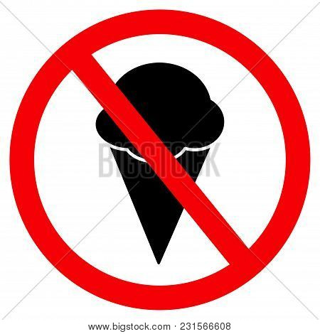 No Ice Creame Sign, Banner No Ice Cream, Icon No Ice Cream