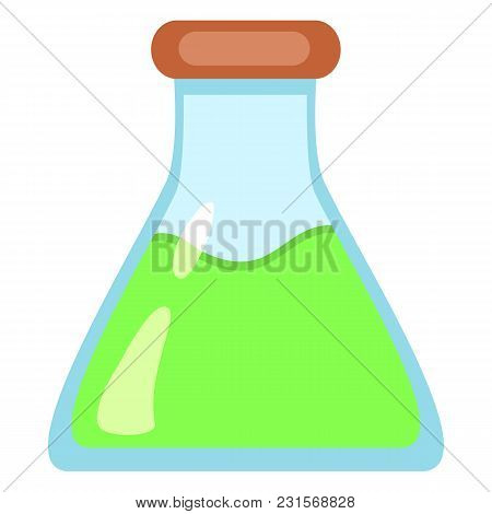 Vector Color Icon - Flatt Bottom Flask With Light Green Liquid