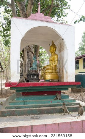 Kanchanaburi,thailand- February 19,2018: Temple Wat Trai Rattanaram
