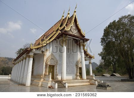 Kanchanaburi,thailand- February 19,2018: Temple Wat Trai Rattanaram