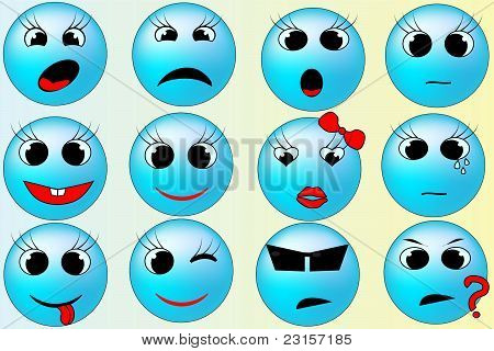 Blå Smileys