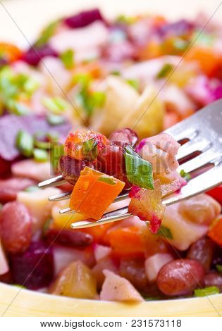 Salad With Bolied Beet Bob, Potato And Carrot