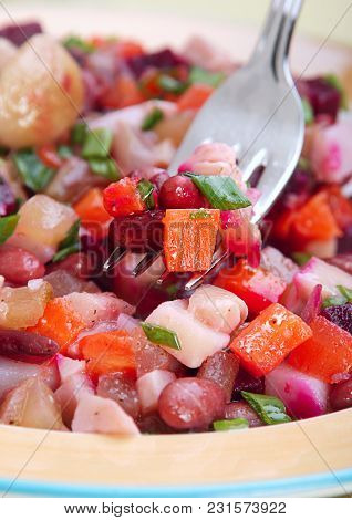 Salad With Bolied Beet Bob, Potato And Carrot