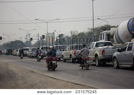 Car And Traffic On Highway Road Near Juction.