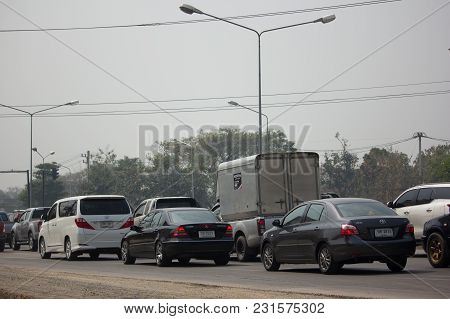 Car And Traffic On Highway Road Near Juction.