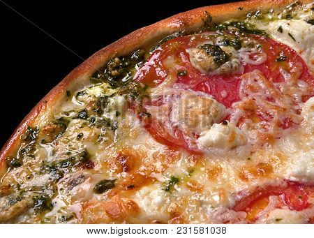 Italian Food Pizza With Smoked Cheese Dorblue And Tomato