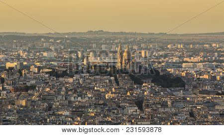 Panorama Of Old City With Great Population And Density In Sunset Light