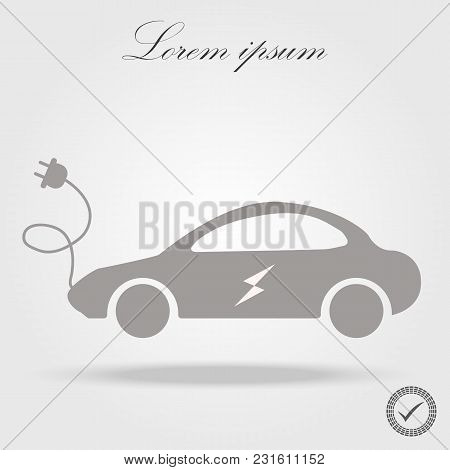 Electric Car Icon Separated On White Background. Eps 10 Vector. Environment Protection.