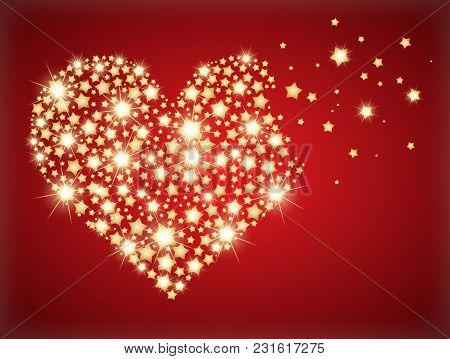 Heart Made With Golden Stras. Vector Illustration