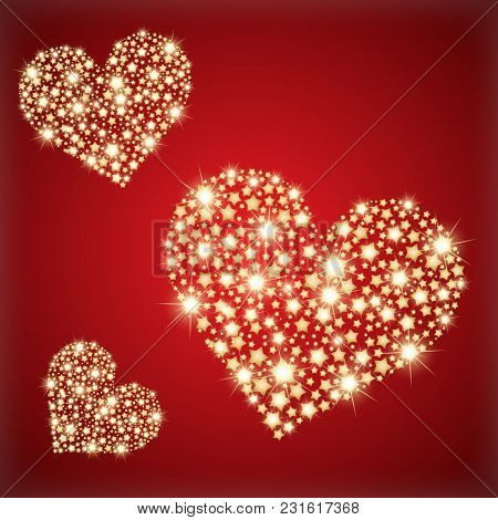 Heart Made With Golden Stras. Vector Illustration