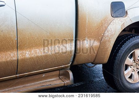 The Mug And Dust Cover The Car, Dirty Or Unclean Car In Rainny Season