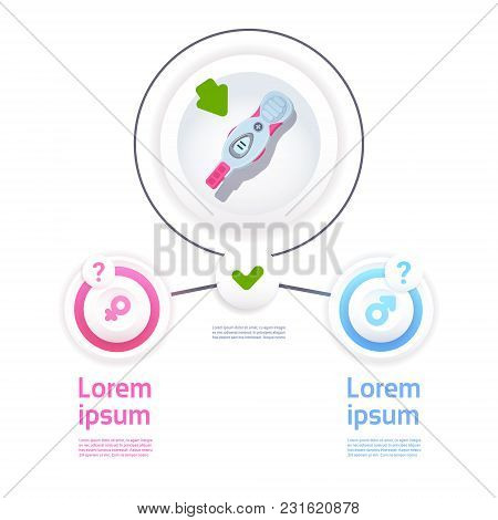 Positive Prenancy Test Male Or Female Sign Infographic Background Flat Vector Illustration