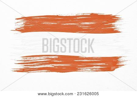 Art Brush Watercolor Painting Of Austria Flag Blown In The Wind Isolated On White Background.