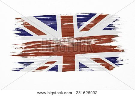 Art Brush Watercolor Painting Of Austria Flag Blown In The Wind Isolated On White Background.