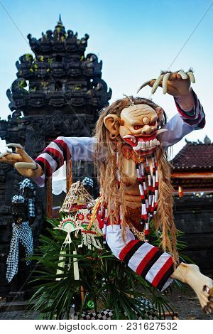 Rangda - Traditional Demon Ogoh-ogoh At Ritual Parade Of Terrible Monsters - Ngrupuk, Which Is Held 