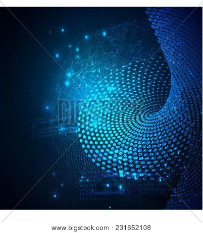 Data Sorting Flow Process. Big Data Stream Futuristic Infographic For Computer Graphic Website Inter