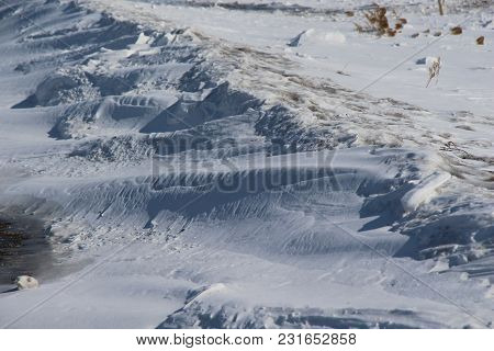 Snow Dunes In The Field / Shadows In The Snow / Windy Winter Day In The Field /