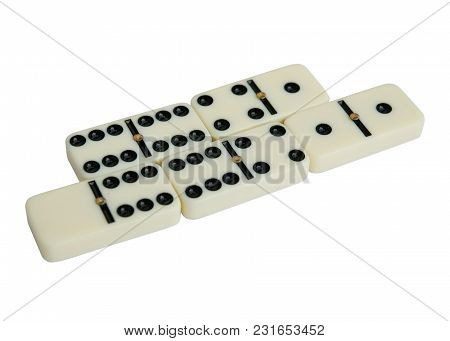 White Marble Dominoes. White Stone Material Dominoes. White Marble And Black Spots Dominoes.