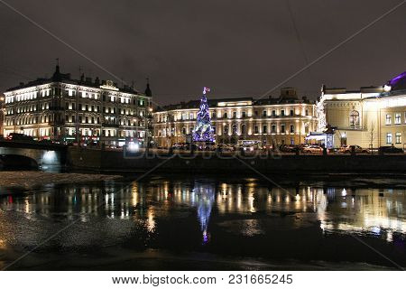 St. Petersburg, Russia - 13 January, The Night Square Of Belinsky, 13 January, 2018.
City Decoration